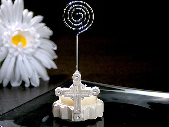 Place Card Holder / Candle Holder W/ T-Light Cross