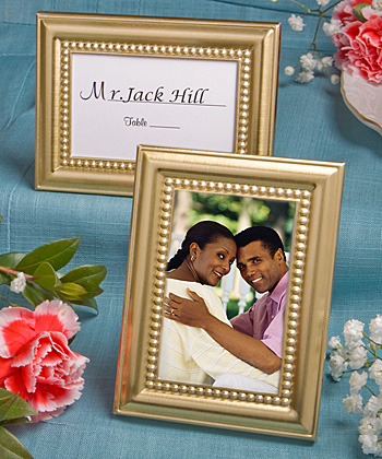 Beaded design gold metal  place card/photo frames
