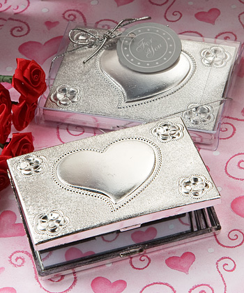 <em>Elegant  Reflections Collection</em> heart design mirror compact favors