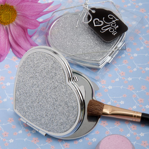 Classy  Compacts Collection heart design metal compact favors