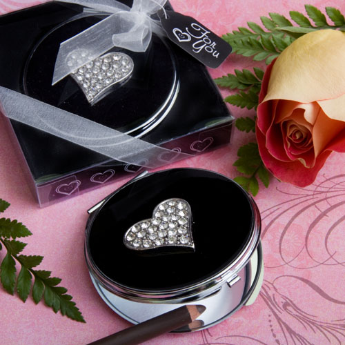 Classy Compacts Collection heart design metal compact favors