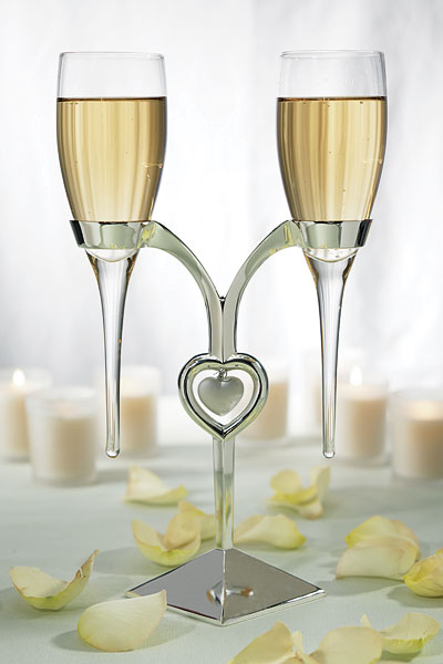 Clear Glass Flutes with Silver Plated Stand
