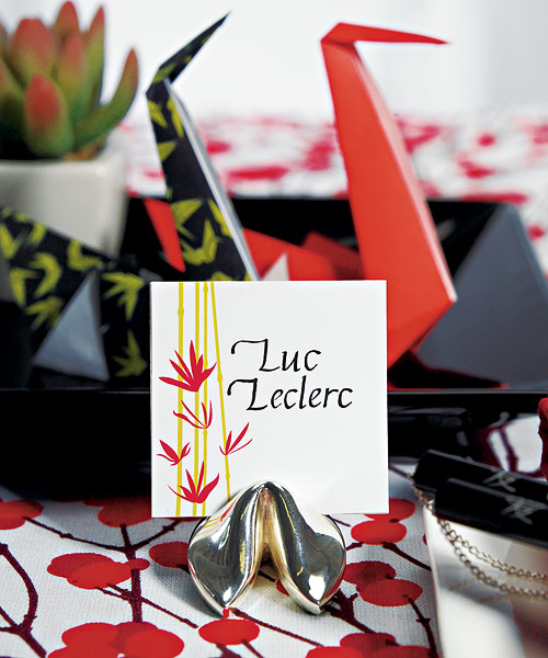 Silver Fortune Cookie Place Card Holders