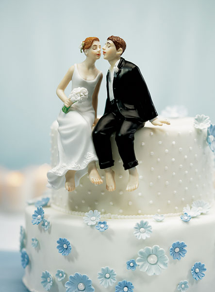 Whimsical Sitting Bride and Groom - Caucasian