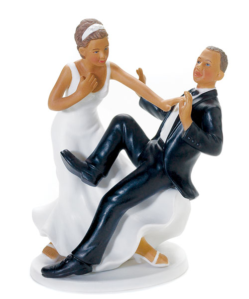 Comical Couple with the Groom "Taking a Plunge" - Ethnic