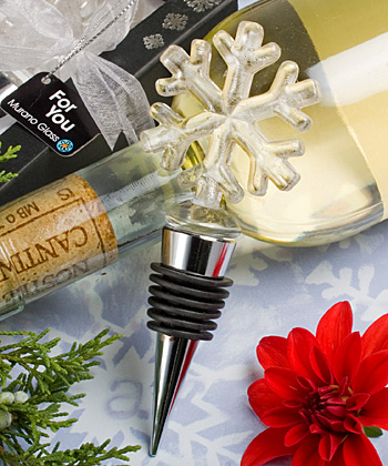 <em>Murano Glass  Collection</em> snowflake design wine bottle stoppers
