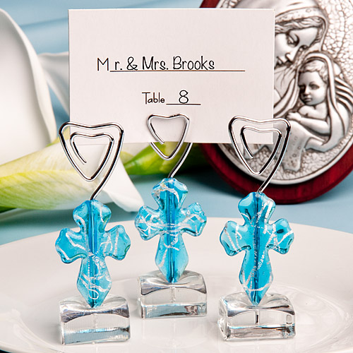 Murano Glass  Collection blue cross design place card holders
