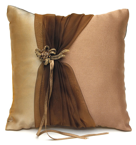 Bronze Elegance Square Ring Pillow