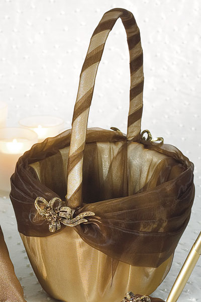 Bronze Elegance Flower Girl Basket