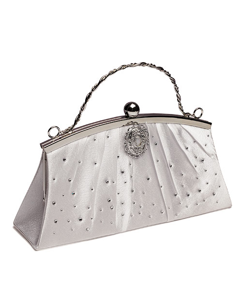 Vintage Style Evening Bag - White Satin