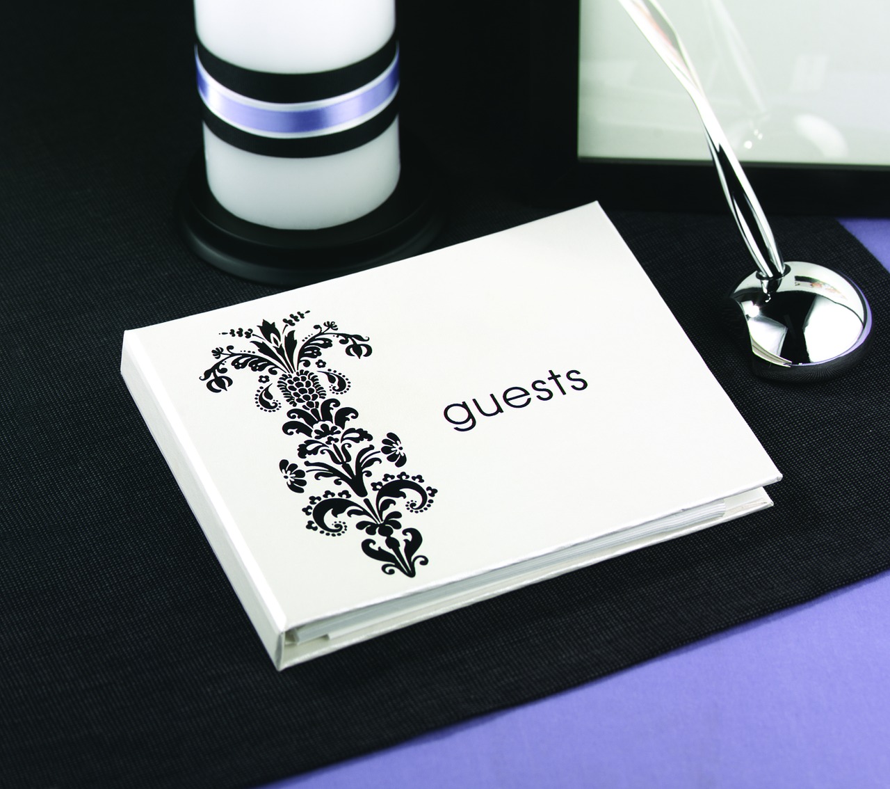 White Vintage Floral Guest Book