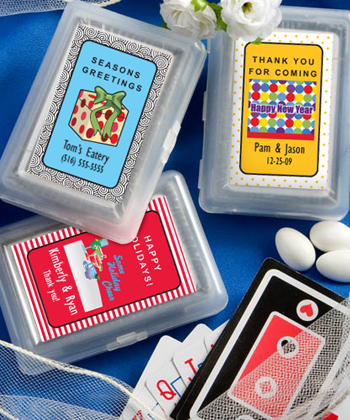 <em>Personalized Expressions</em> playing card favors - Holiday Themed