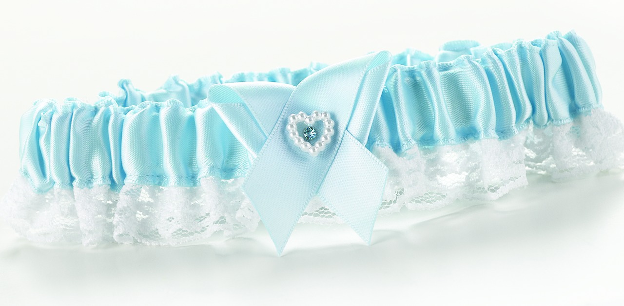Blue Double Heart Garter Narrow Lace