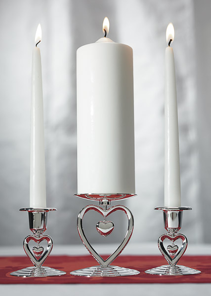 Suspended Heart Unity & Taper Holders - Suspended Heart Taper Candle Holders