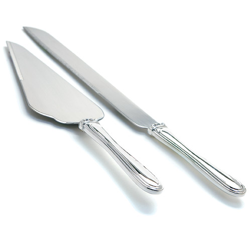 Personalized Silver Plated Cake Serving Set with Elegant Crystals