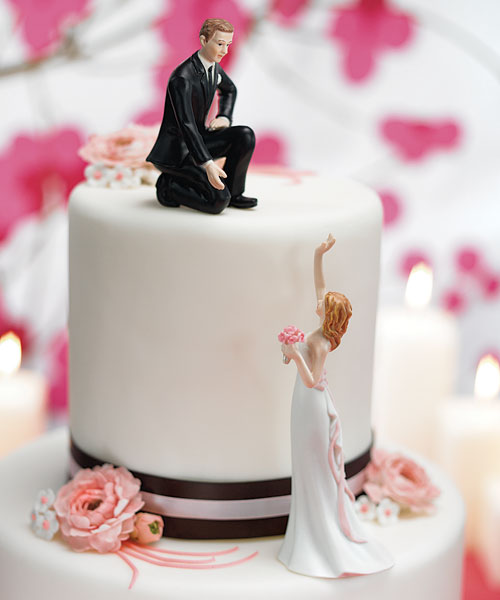 Reaching Bride and Helpful Groom Mix & Match Cake Toppers - Groom "Lending a Hand"