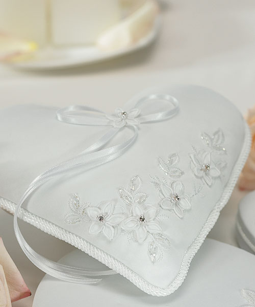 Floral Fantasy Heart Shaped Ring Pillow