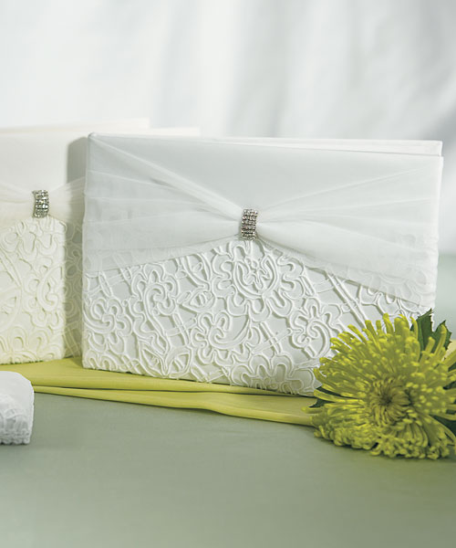 Bridal Tapestry Traditional Guest Book - White