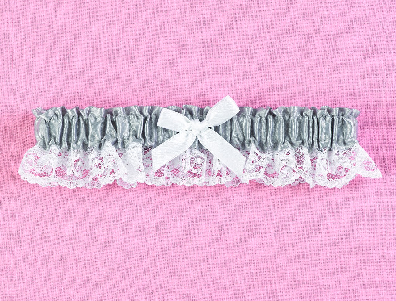 Platinum Ribbon & Lace Garter