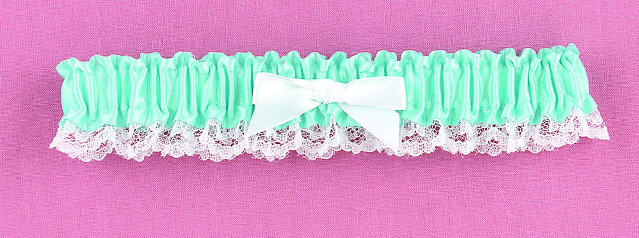 Eggshell Blue Ribbon & Lace Garter