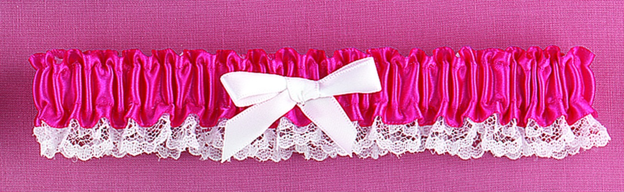 Fuchsia Ribbon & Lace Garter