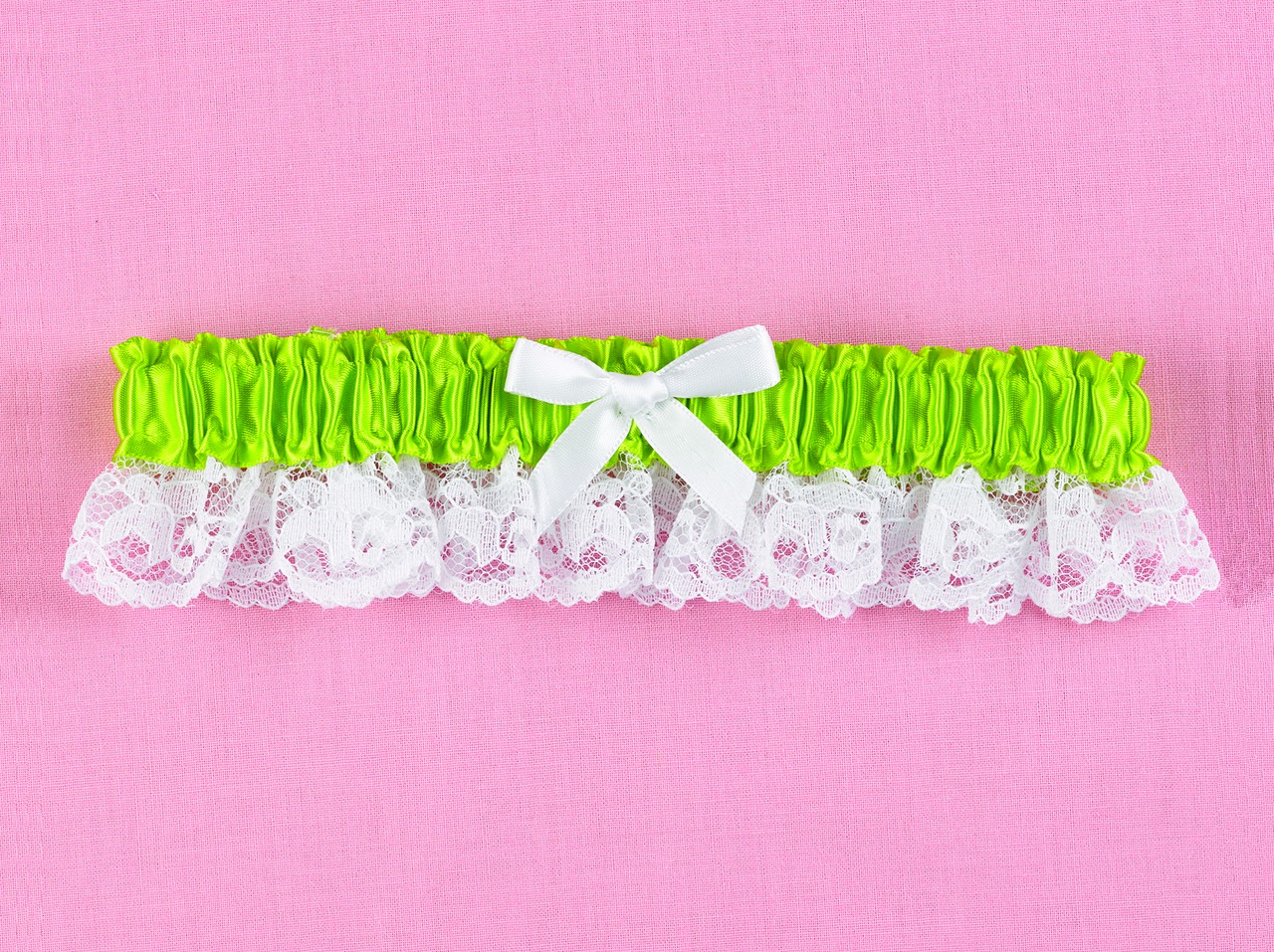 Lime Ribbon & Lace Garter
