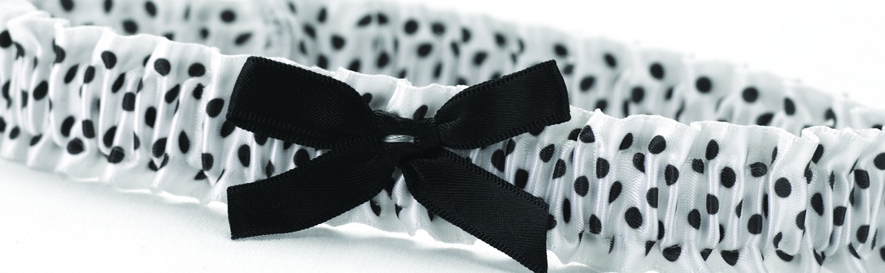 Black Polka Dot Ribbon & Lace Garter