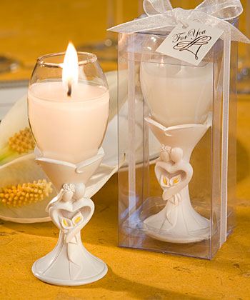 Stylish bride and groom design champagne flute  candle holder favors