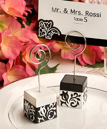 Black and white damask design place card holders