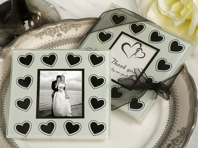 Black And White Hearts Theme Photo Coaster