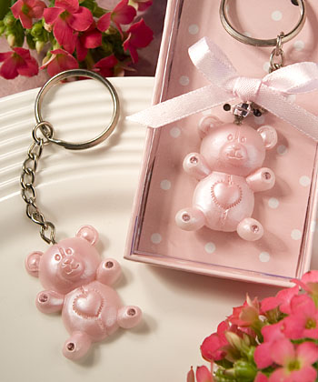 Pink Teddy Bear Design <i>Favor Saver</i> key chains