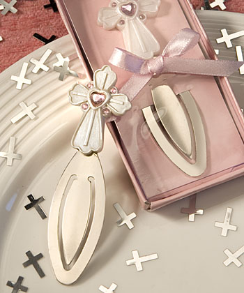 Pink Cross Design <i>Favor Saver</i> bookmark