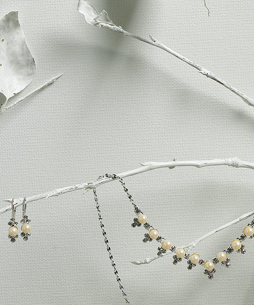 Pearl Chevron on Silver Jewelry - Earrings