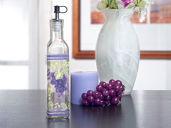 Europa Collection Medium Oil Bottle With Grapes Design