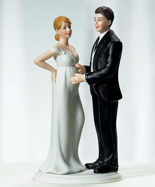 "Expecting" Bridal Couple Figurine Cake Topper