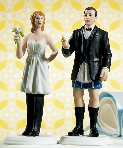 Bride "In Charge" and Groom "Not In Charge" Cake Toppers - Bride in Charge "Wearing the Pants" Figurine