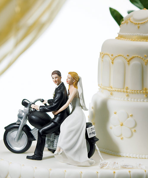 Motorcycle "Get-away" Wedding Couple Figurine Cake Topper