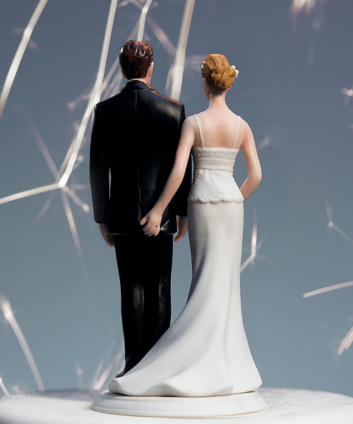 "The Love Pinch" Bridal Couple Figurine Cake Topper