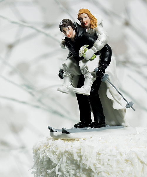 Winter Skiing Wedding Couple Figurine Cake Topper