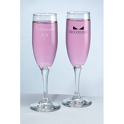 Bridesmaid & Groomsman Flutes w/Tie