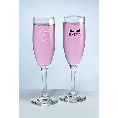Maid of Honor/Best Man Flutes w/Tie