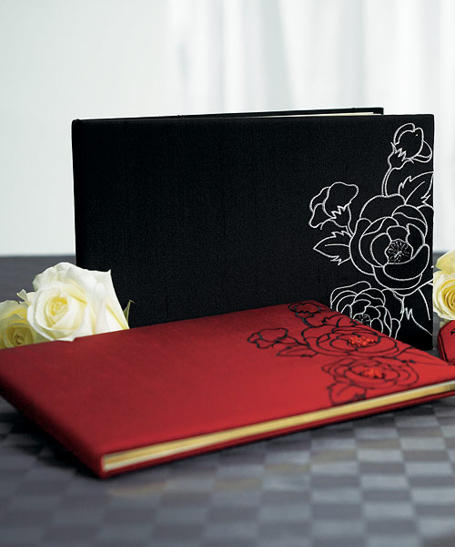 Silhouettes In Bloom Traditional Guest Book - Jet Black with White