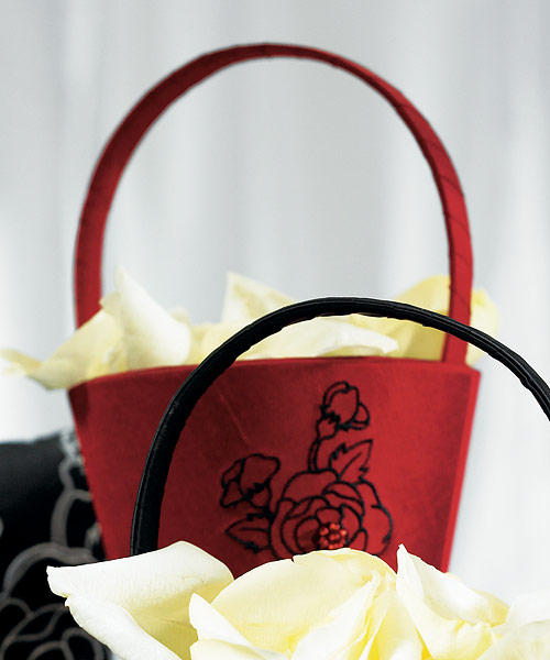 Silhouettes in Bloom Flower Girl Basket - Cabernet Red