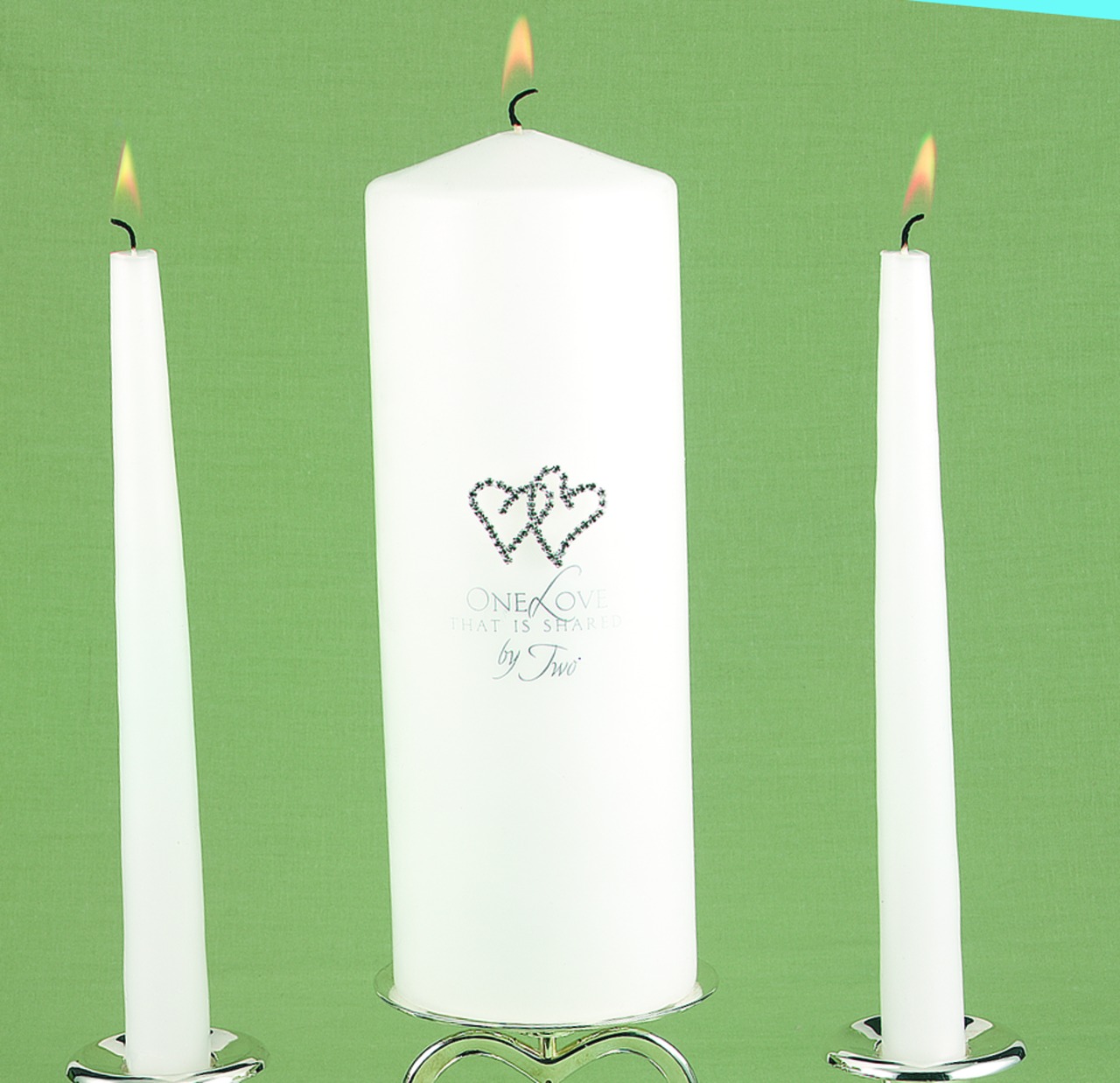 White All My Heart Unity Candle Set