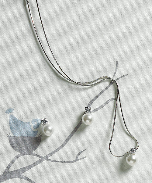 White Pearl with Crystal Jewelry - Necklace