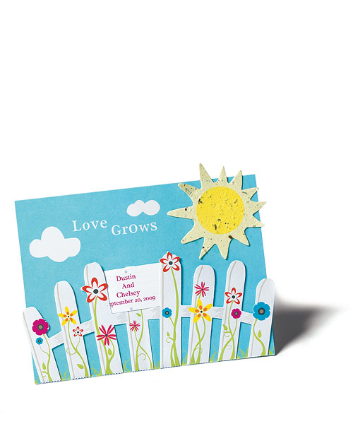 "Love Grows" Picket Fence with Seeded Paper Sun