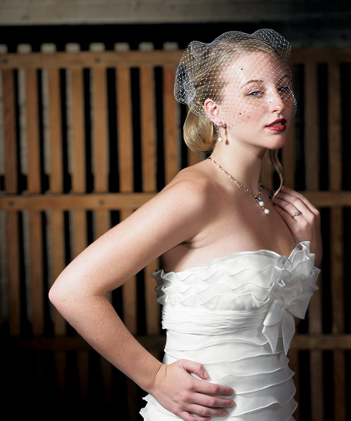 Bird Cage Style Veil - Ivory