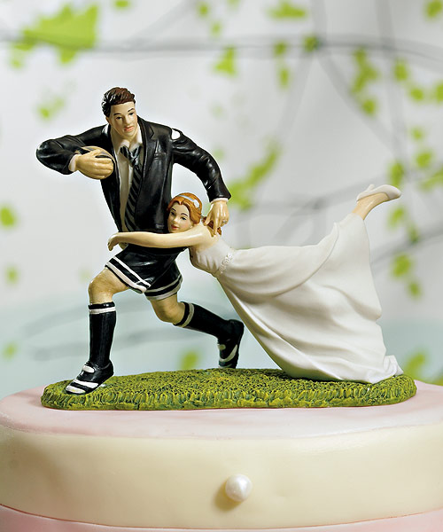 "A Love Match" Rugby Couple Figurine Cake Topper