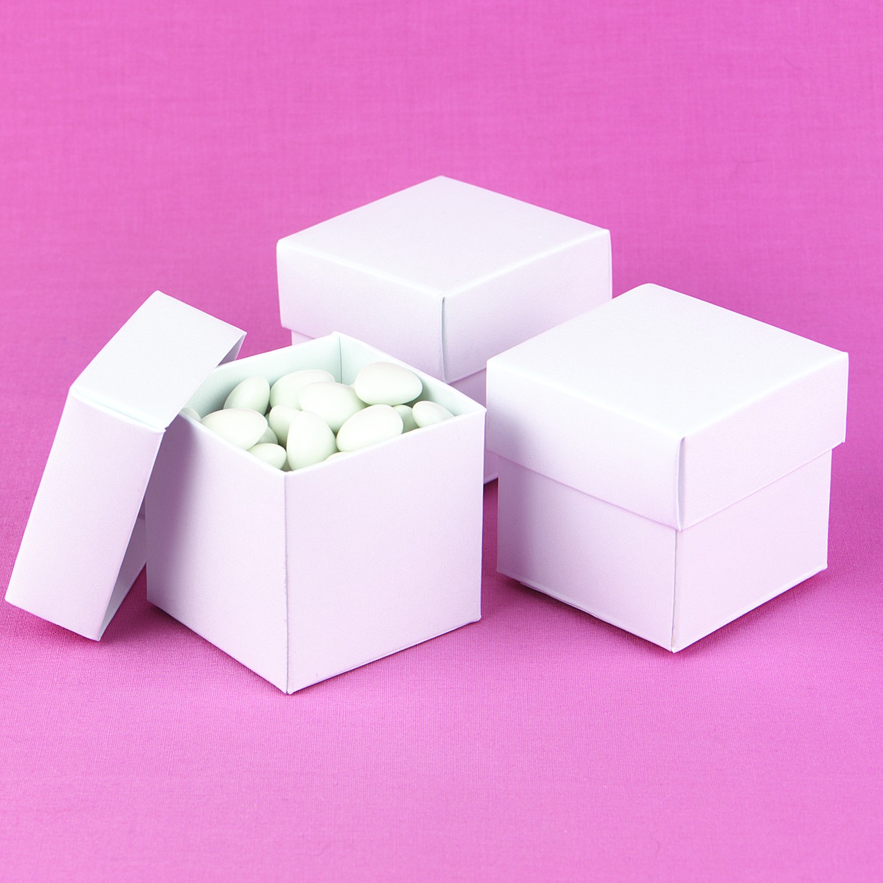White Shimmer 2 piece Favor Boxes