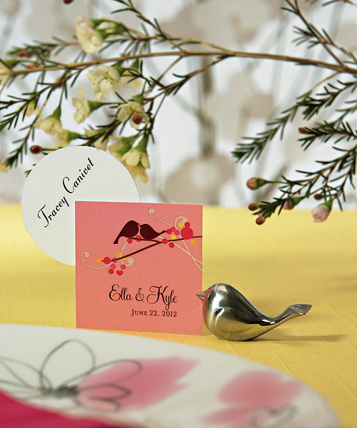 Love Bird Card Holders with Brushed Silver Finish